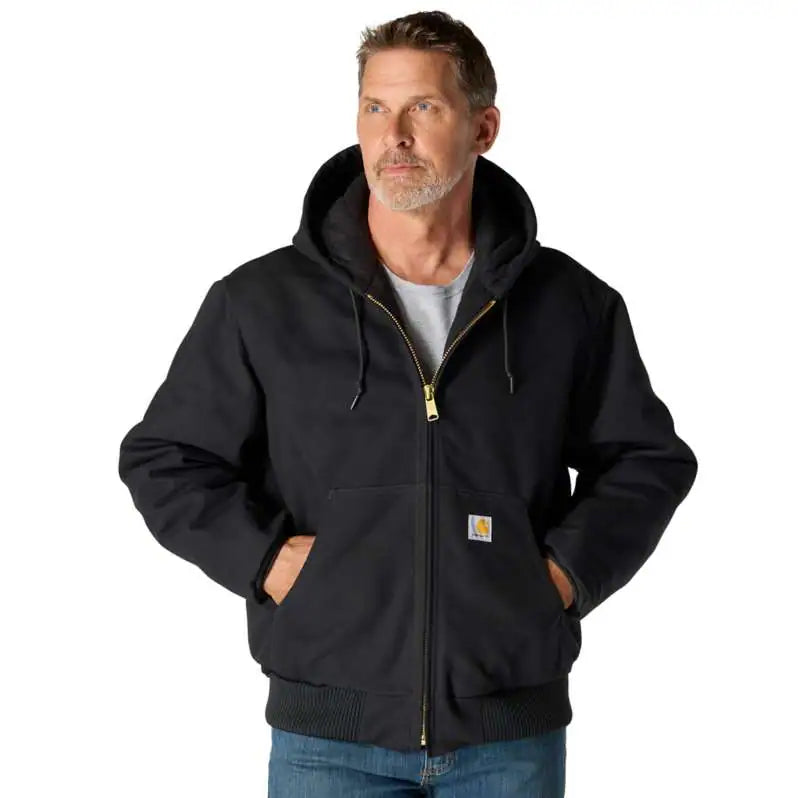 Carhartt Men's Loose Fit Firm Duck Insulated Flannel-Lined Hooded Active Jacket J140