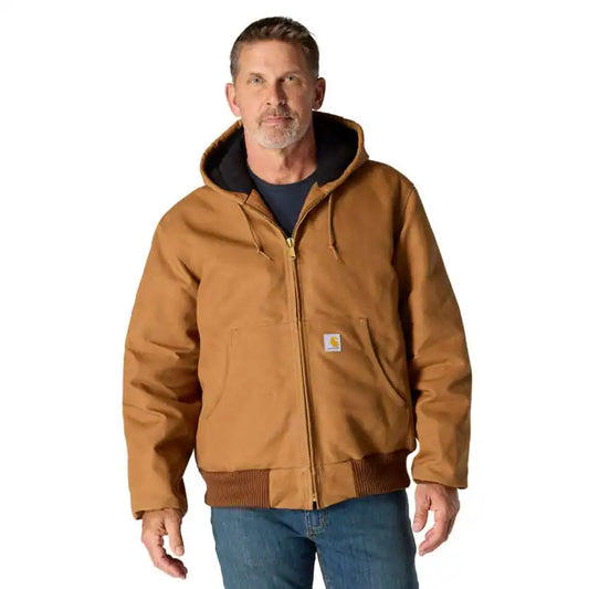 Men's Loose Fit Firm Duck Insulated Flannel-Lined Hooded Active Jacket J140