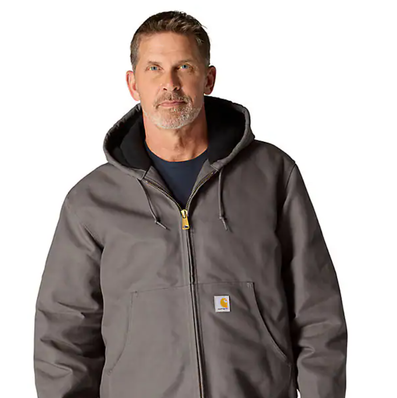 Carhartt Men's Loose Fit Firm Duck Insulated Flannel-Lined Hooded Active Jacket J140